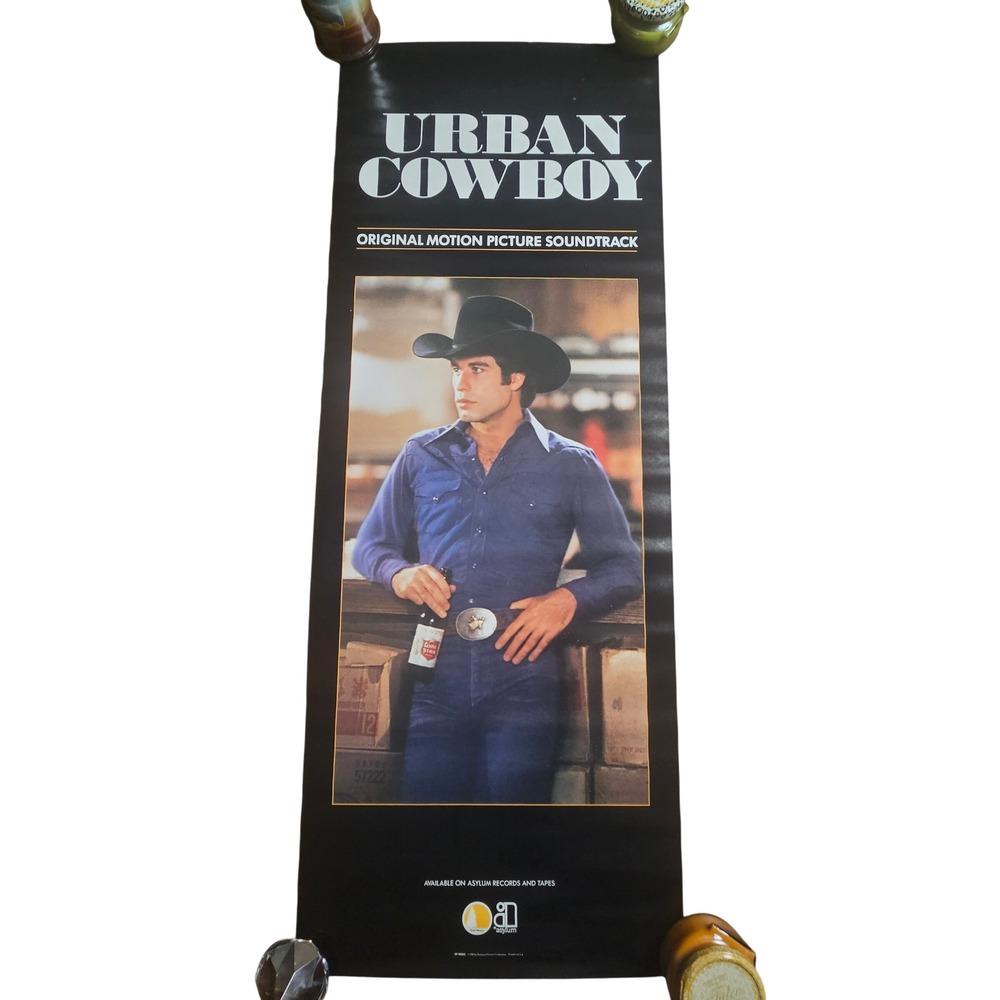 Urban Cowboy Movie Soundtrack VTG 1980 Original Promo Poster 18x48 Asylum D/S